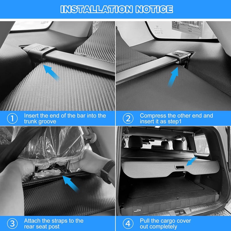 AUXKO Retractable Cargo Cover for Toyota Land Cruiser Prado J250 LC250 2024 2025 Lexus GX550, Trunk Cover Security Cover Shielding Shade Anti-Peeping Privacy Screen, Carbon Fiber - Image 4